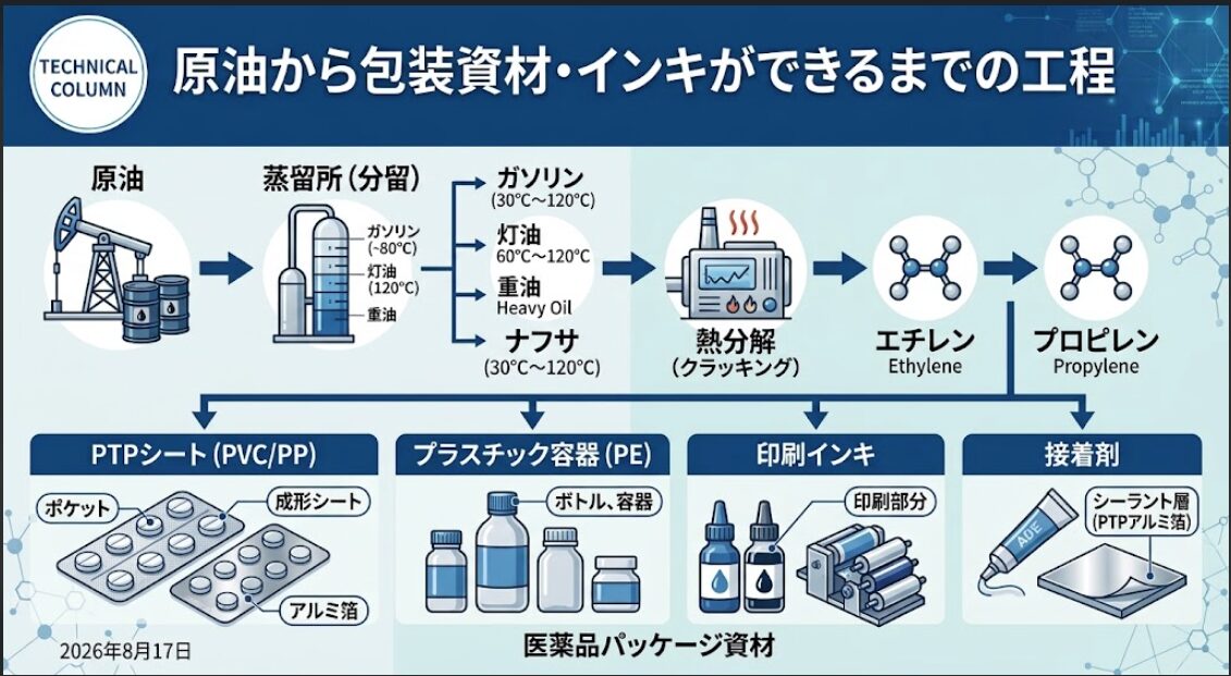 ナフサ高騰による包装資材への影響工程図